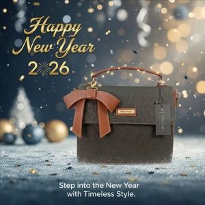 Dark Grey Gray Brown BOW Embossed Tooled Artisan LEATHER Cross Body Bag Purse